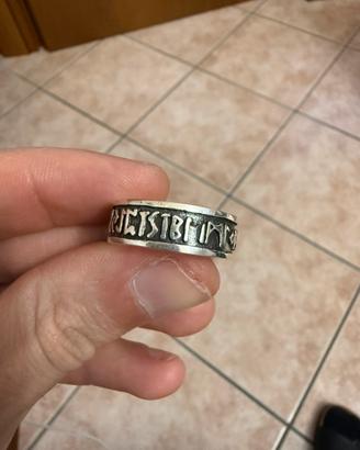 Anello argento 925 alfabeto norreno rune