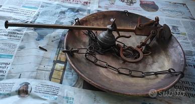 Antica bilancia pesa Stadera in ottone diametro 25