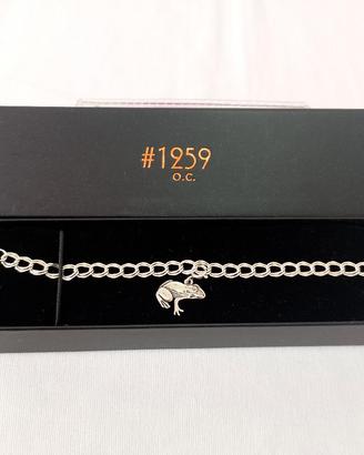 Bracciale braccialetto argento 925 charm rana 