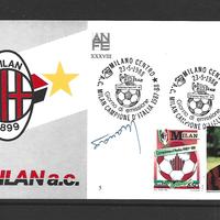 Cartolina 1°g. Milan 1987-88 con autografo Massaro