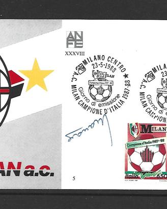 Cartolina 1°g. Milan 1987-88 con autografo Massaro