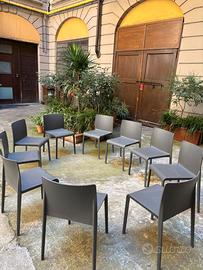 10 sedie da esterno grigio antracite impilabili