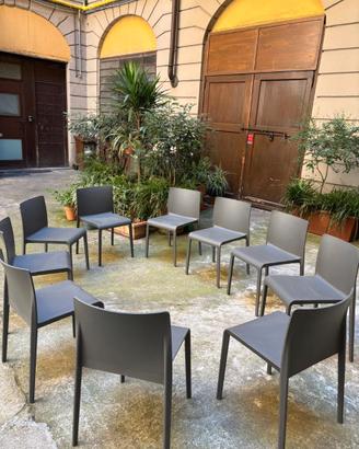 10 sedie da esterno grigio antracite impilabili