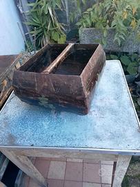 Contenitore cesto  in legno vintage 