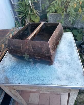 Contenitore cesto  in legno vintage 