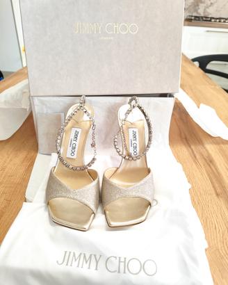 Jimmy Choo Saeda Sandal 100 -38,5 Platinum icecrys