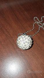 Collana 40 cm con ciondolo sfera bianca strass 2,2