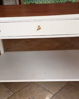 ANTICO TAVOLO IN LEGNO, CASSETTO E RIPIANO
