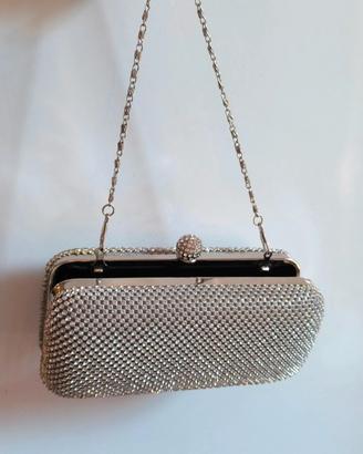 pochette gioiello elegante con strass argento bri