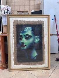 Quadro Nefertiti su Papiro Autentico Certificato