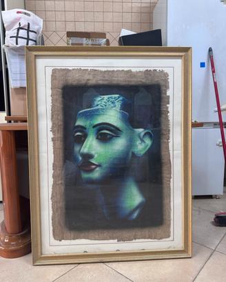 Quadro Nefertiti su Papiro Autentico Certificato