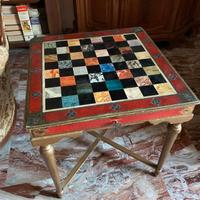 tavolo scacchiera anni 60 e set scacchi