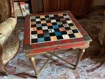 tavolo scacchiera anni 60 e set scacchi