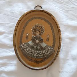 Ex Voto Maria Bambina in cera con vestito azzurro