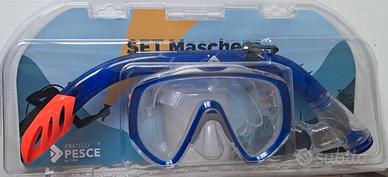 set maschera + tubo snorkeling