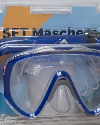 set maschera + tubo snorkeling