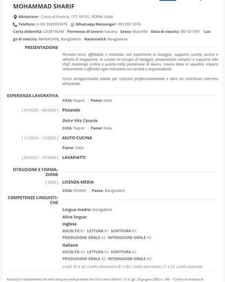 Aiuto cucina / Lavapiatti