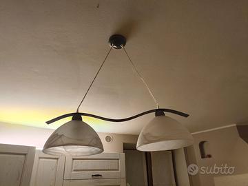 lampadario in alluminio e bocce in vetro 