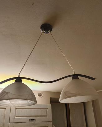 lampadario in alluminio e bocce in vetro 