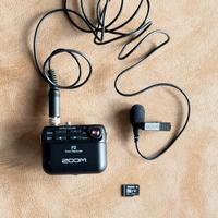 Zoom F2 Field Recorder + microfono lavalier + SD