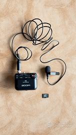 Zoom F2 Field Recorder + microfono lavalier + SD