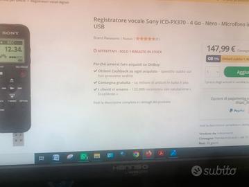 registratore vocale sony