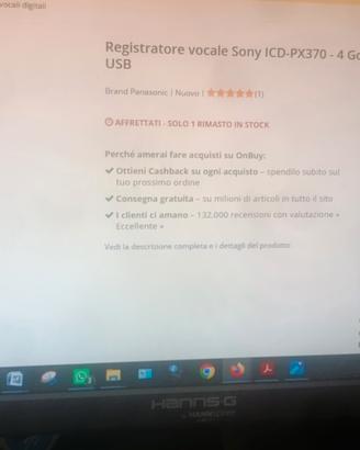 registratore vocale sony