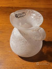 Vaso Seguso in vetro Scavo bianco