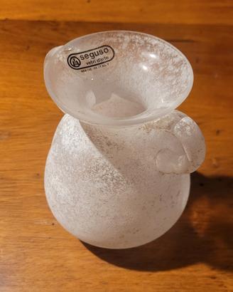 Vaso Seguso in vetro Scavo bianco