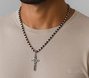 Crocifisso cristallo nero nuova confez reg