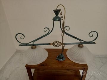 lampadario a bilanciere in ferro e vetro