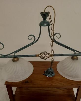 lampadario a bilanciere in ferro e vetro