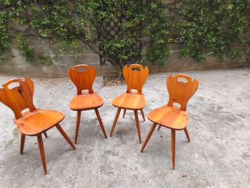 Set 4 Sedie Tirolesi in Legno Massiccio - Rustico