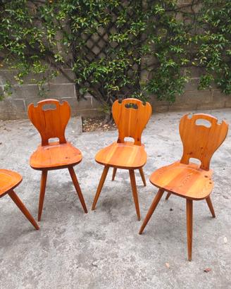 Set 4 Sedie Tirolesi in Legno Massiccio - Rustico