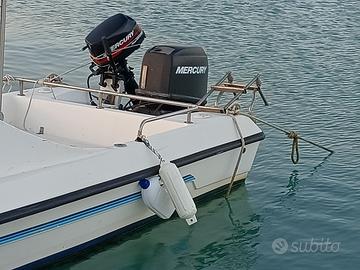 Barca a motore con due motorizzazioni fuori bordo