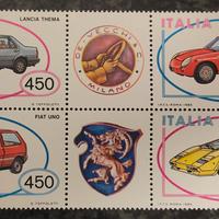 Francobolli Italia su auto storiche 1985