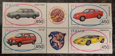 Francobolli Italia su auto storiche 1985