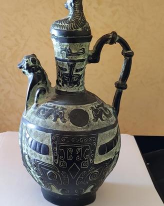 Antico vaso rituale cinese in bronzo - Stile Arcai