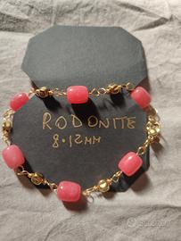 bracciale catena pietre rodonite,ematite