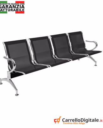 Sedie da attesa in acciaio colore nero 4 posti