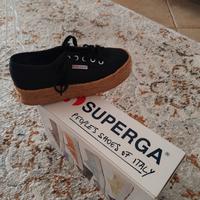 scarpe 37 superga in tela con zeppa come nuove 