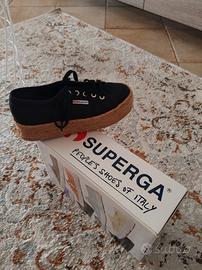 scarpe 37 superga in tela con zeppa come nuove 
