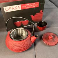 Teiera in ghisa WD Lifestyle rossa con 4 bicchieri