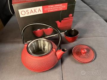 Teiera in ghisa WD Lifestyle rossa con 4 bicchieri