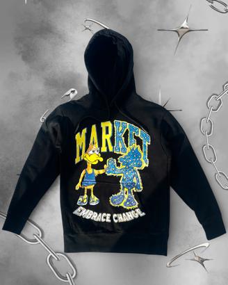 Felpa hoodie nera american grafica streetwear trap