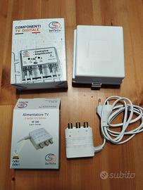 Mini centralina amplificatore + alimentatore tv