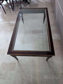 Tavolino legno noce e vetro da salotto