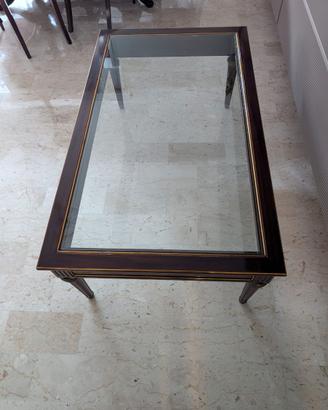 Tavolino legno noce e vetro da salotto