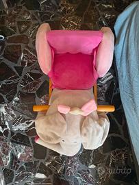 Dondolo in legno elefante rosa e grigio