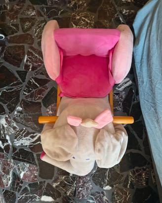 Dondolo in legno elefante rosa e grigio